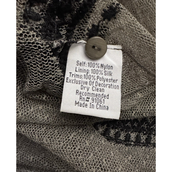 Johnny Was Biya Silk Nylon Burnette Mesh Embroidered Dress Gray Black Size XL - Picture 7 of 8